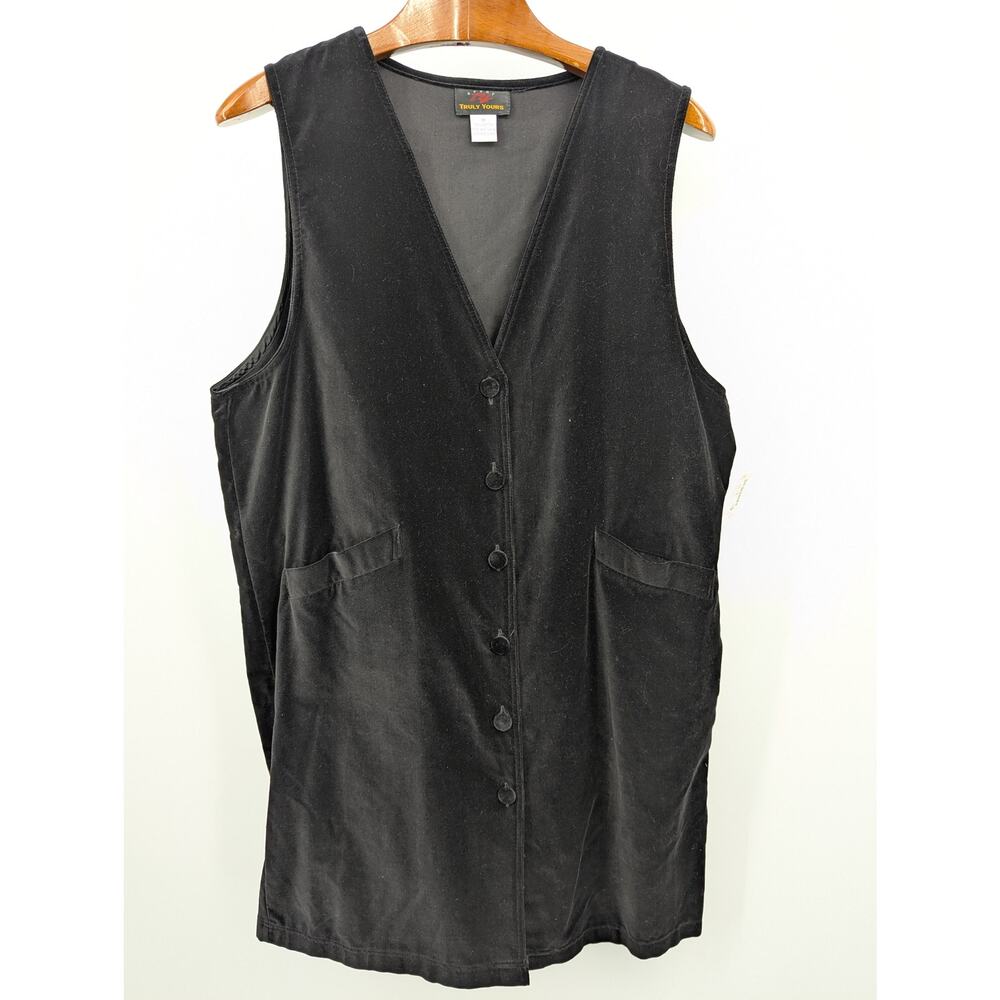 NEW w Tags Vintage 100% Cotton Black 6 Button Faux Suede Vest Size 1X NWT